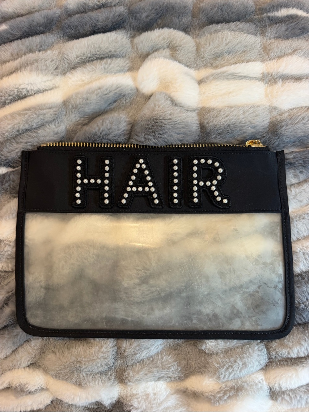 Stoney Clover Lane Black and Clear 'HAIR' Zip Pouch Clutch